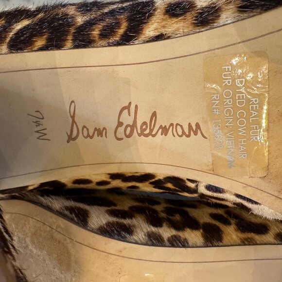 Sam Edelman Leopard Print Leather Block Heel Pumps Size 7.5 - Picture 8 of 10